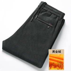 主推大爆版9811/P55商务男裤加绒加厚中老年高腰松紧腰灯芯绒爸爸图片