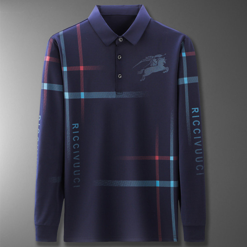 3137/P40商务服装长袖衫青年爸爸装POLO衫2022中年人汗衫男图片