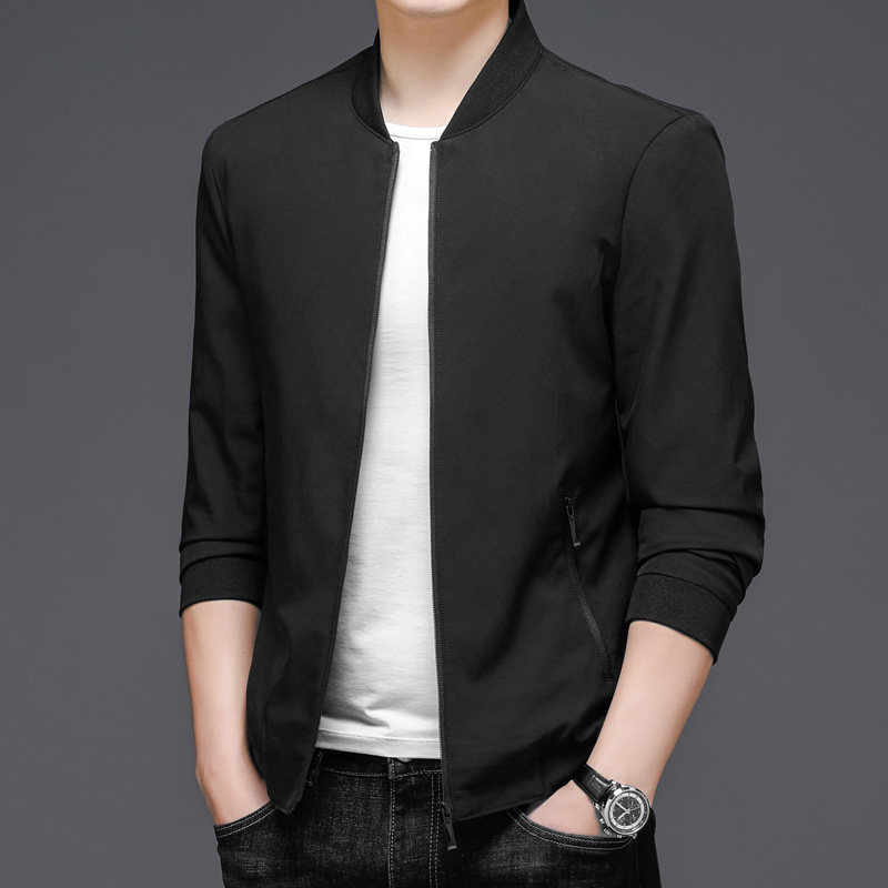 92105/P50商务棒球服男装中年夹克衫新款休闲纯色外套图片