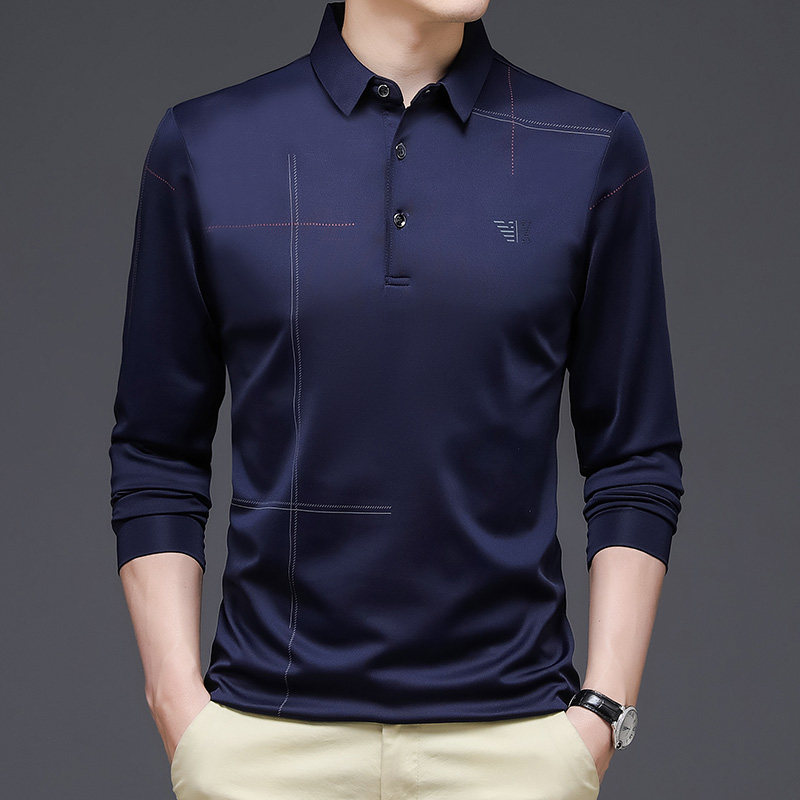 3138/P40商务男装长袖t恤POLO衫秋装中年汗衫打底衫父亲衣服,男装T恤,星座1216