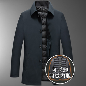 可脱内胆！8909/P210商务绅士羽绒服中老年爸爸翻领钮扣羽绒衣图片
