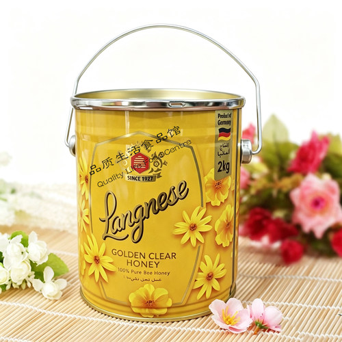 发新包装德国原装进口Langnese琅尼斯桶装蜜天然多花种蜂蜜2kg