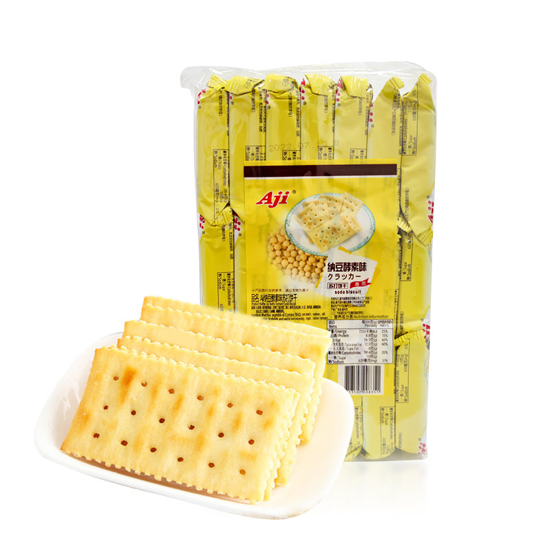 Aji纳豆酵素味苏打饼干472.5g梳打饼干早餐零食品点心素食代餐饼
