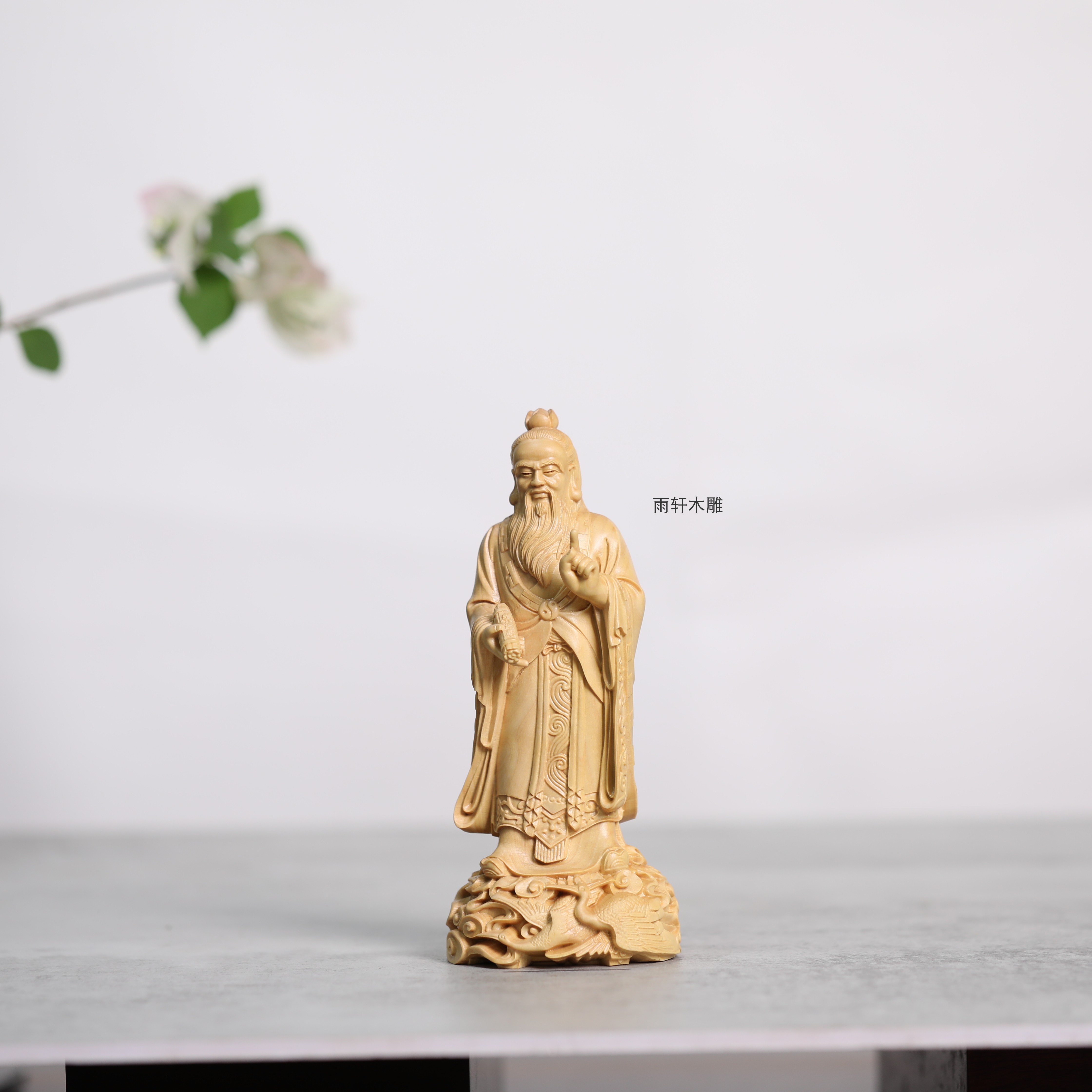 小叶黄杨木雕老子摆件
