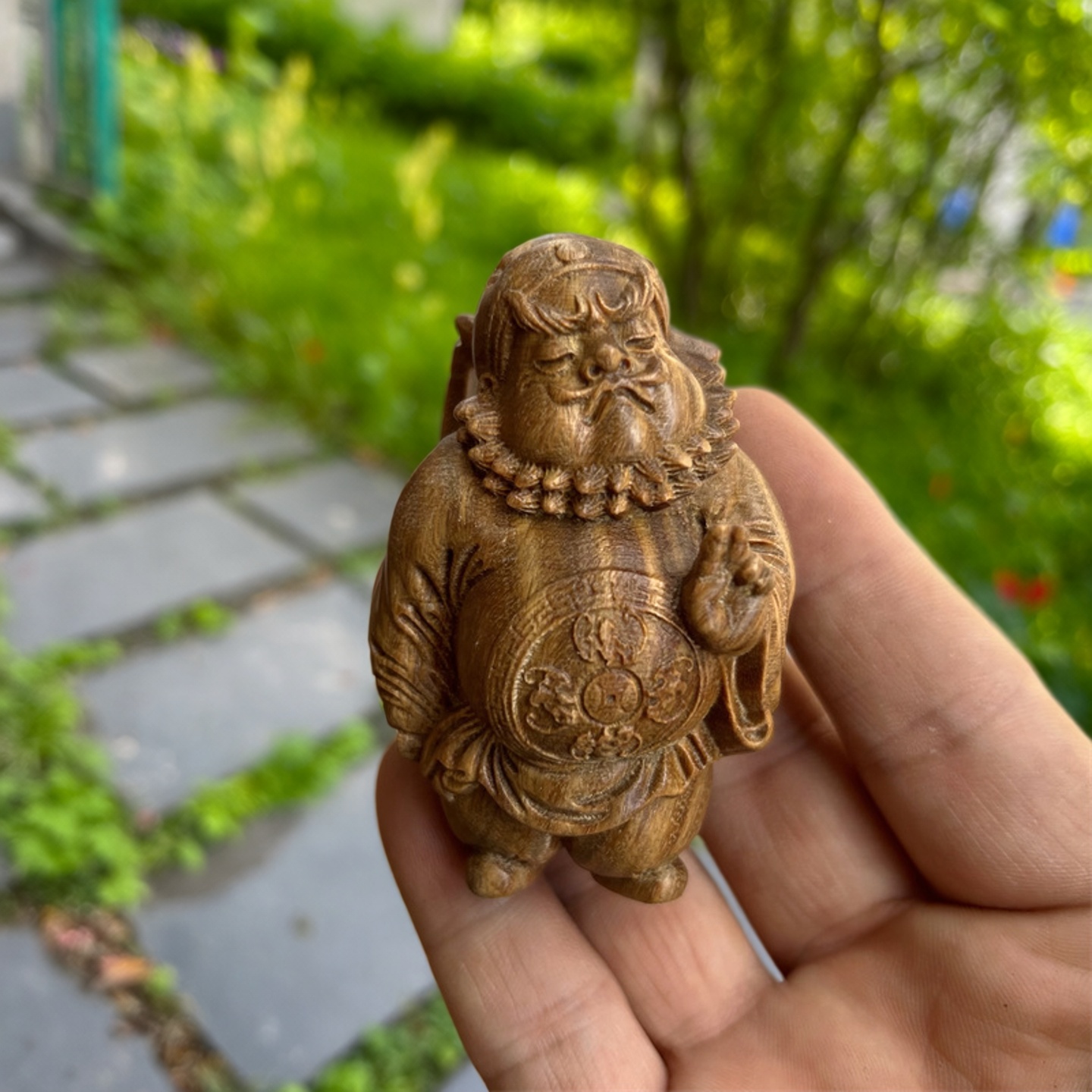 绿檀木雕青年钟馗挂件人物