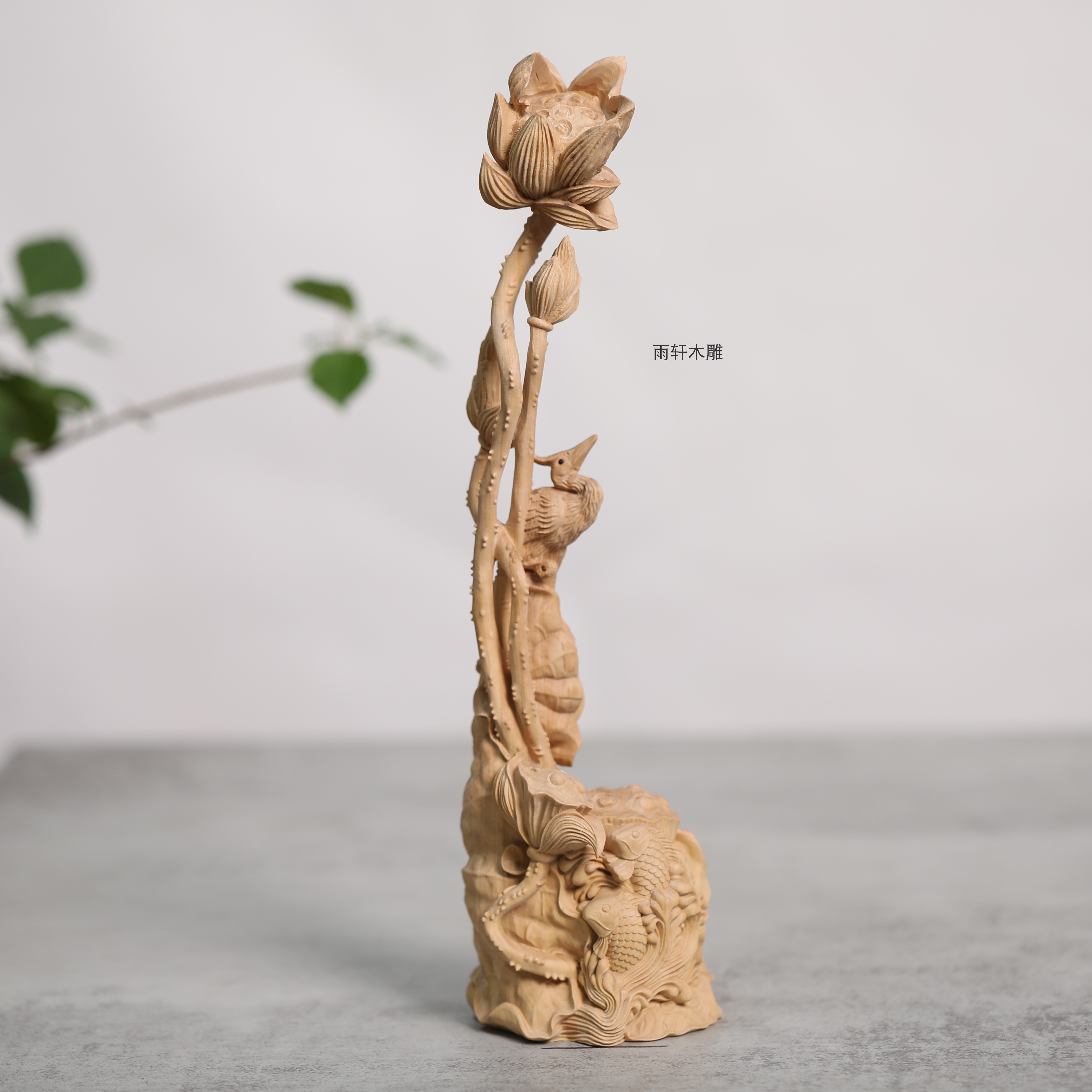 小叶黄杨木雕白鹭摆件手工雕刻