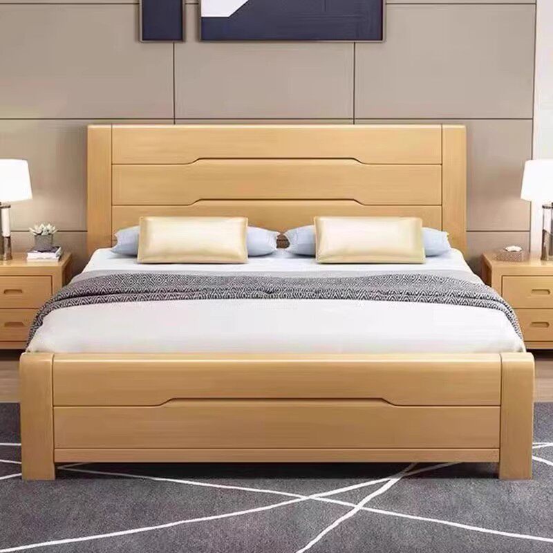 双人床实木床榉木1.8米中式主卧简约现代1.5米单人高箱储物床婚床