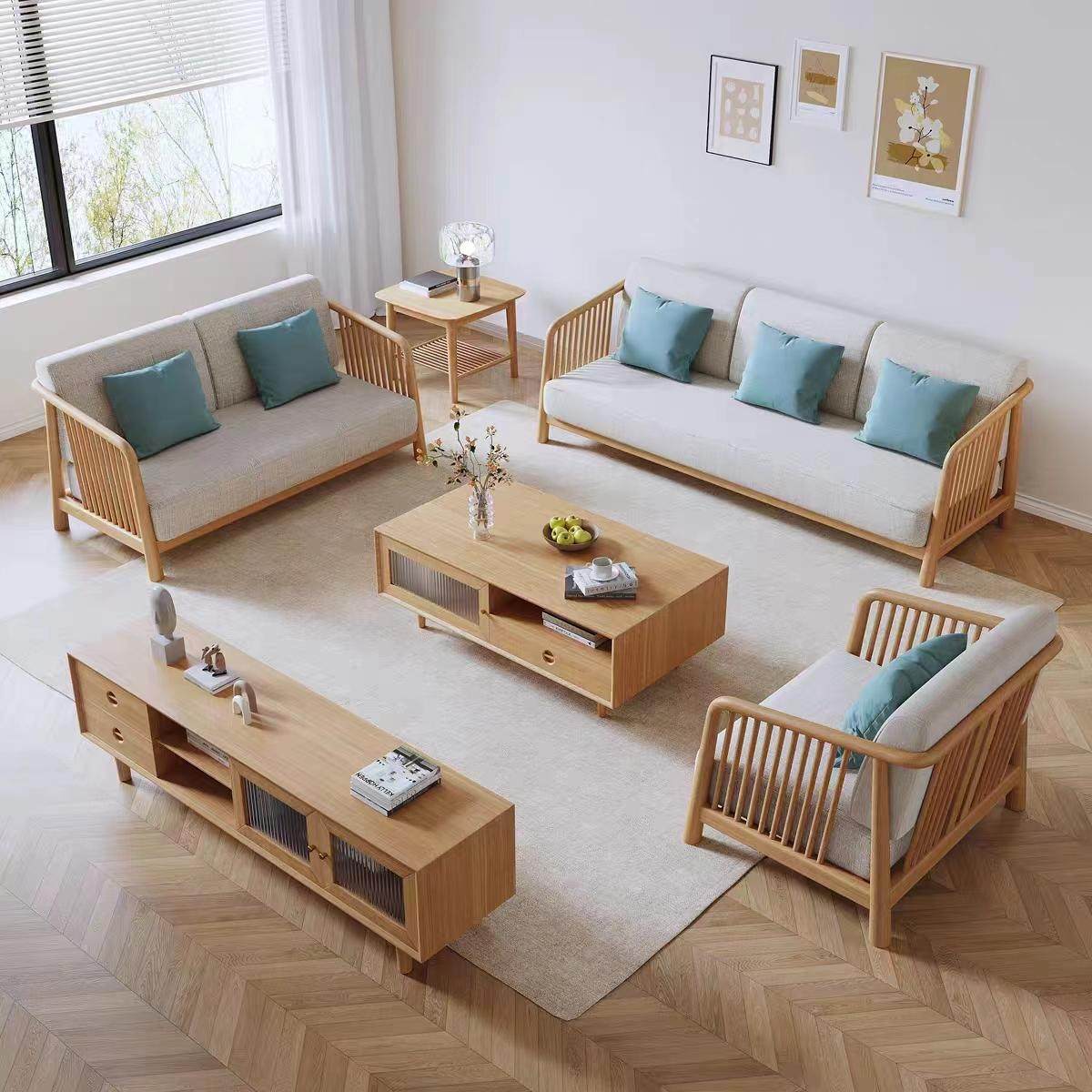 北欧榉木全实木沙发组合