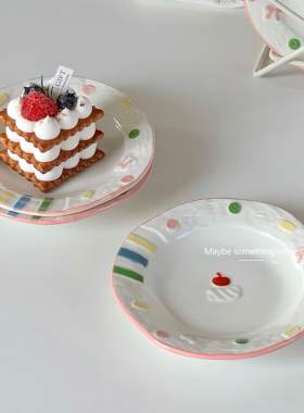 ins风爱心波点陶瓷餐盘