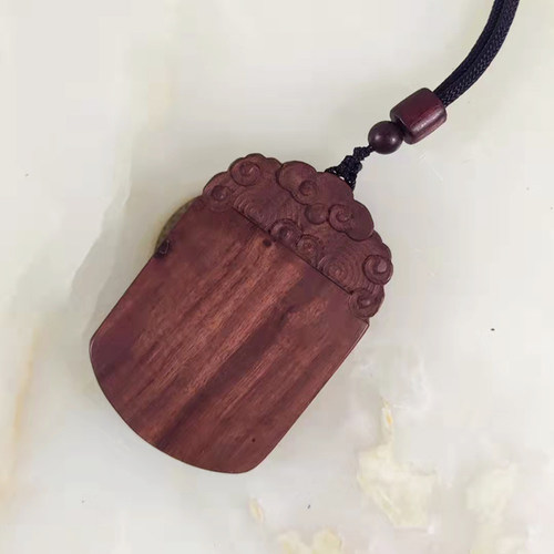 雷击枣木无事牌46牌 可雕刻文字木牌项链手把件自然雷击木