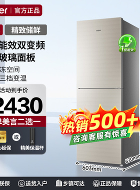 海尔冰箱309升两门双门一级能效风冷无霜大冷冻小型租房冰箱WMCO