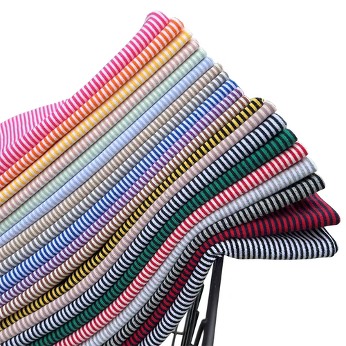 DIY娃娃手工布料1mm条纹全棉针织莱卡四面弹T恤布料21*25cm左右