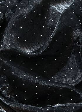 烫钻水波纹皱纱汉服童装裙装头箍舞台服拍摄背景布面料小尺寸