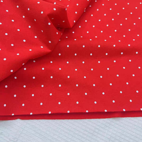 啾咪玩偶窝纯棉针织弹力大红色波点汗布手工娃衣发圈21*25厘米