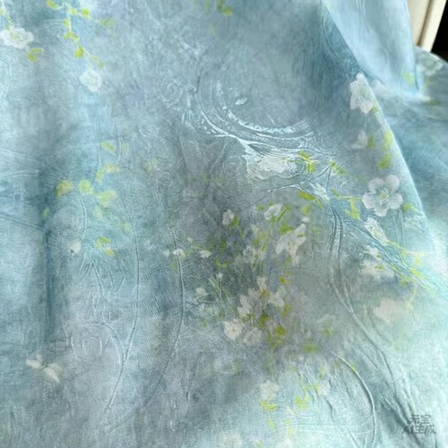 浮光锦大肠发圈手工紫色幽兰若雪印花小尺寸布料