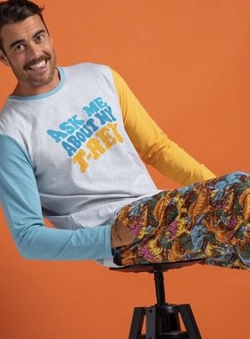 极少量澳洲潮牌KNOBBY侏罗纪恐龙男女全棉家居裤睡裤束脚长裤