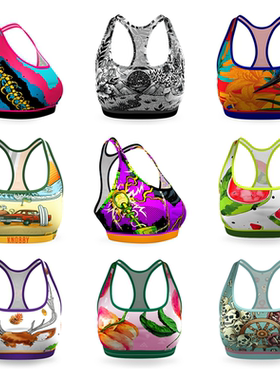 澳洲潮牌KNOBBY辣妹印花个性美背运动健身撸铁瑜伽背心内衣文胸