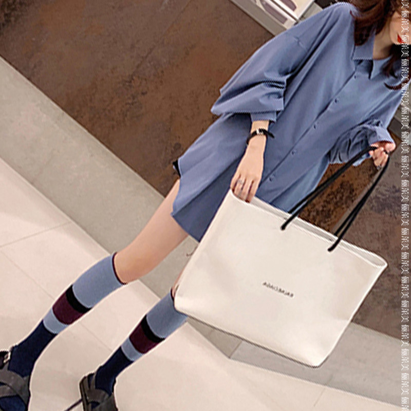 출산 가을 정장 2024 새로운 느슨한 랜턴 슬리브 탑 중간 길이 유행 엄마 셔츠 스커트 봄 가을 재킷