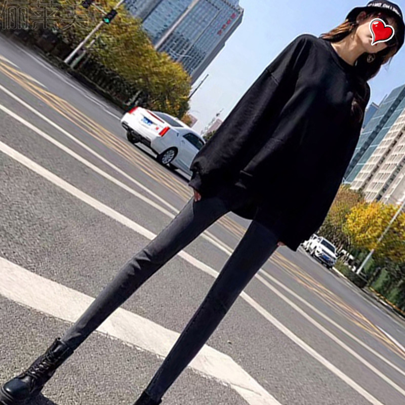 가을과 겨울용 임부복 바지 아우터 청바지 가을용 패셔너블하고 캐주얼한 파인트 사이즈 바지 겨울용 플러스 사이즈 벨벳과 두꺼운 바지