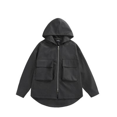 打口袋pu皮衣外套男春秋男生连帽上衣男装春秋季男士皮夹克男款潮