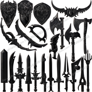 兼容国产FC第三方积木人仔魔兽武器狮心盾逐风者之剑拼装配件玩具