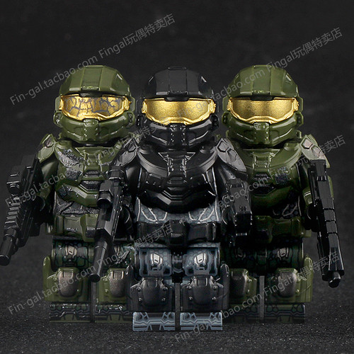 光环光晕士官长积木人仔超级部队斯巴达战士拼装摆件男孩玩具T009