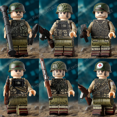 N683美军游骑兵积木巴祖卡汤姆森卡宾春田狙击士兵拼装人仔玩具