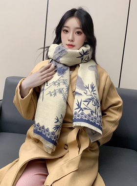 围巾披肩加厚保暖竹子冬季