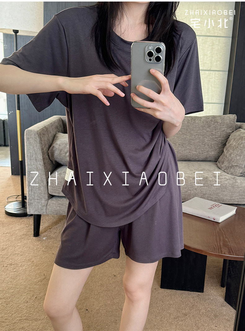 宅小北女人棉宽松短袖短裤家居服