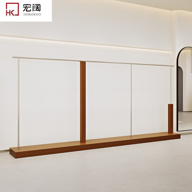 服装店展示架中岛架仿胡桃落地挂衣架女装童装店陈列货架简约风格