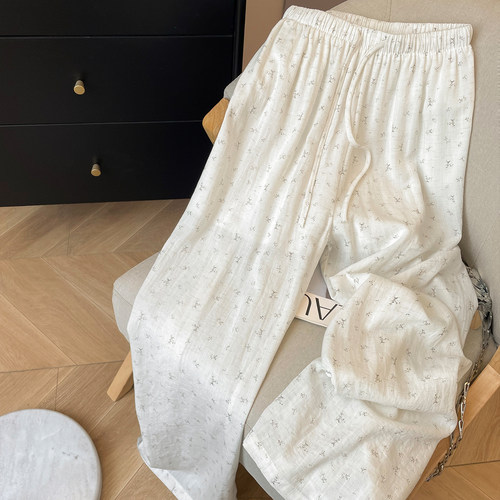 高腰日系轻文艺复古碎花阔腿裤女