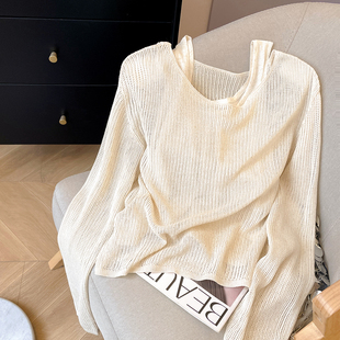 叠穿镂空针织罩衫 春薄款 吊带两件套 天丝亚麻上衣女2026新款 小C家