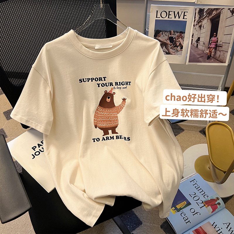 设计感卡通印花短袖t恤女小众