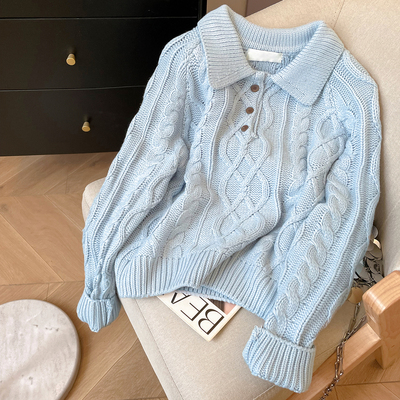 polo领休闲麻花毛衣女秋2025新款