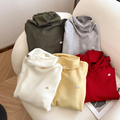 小C家 软糯高领堆堆领针织衫女2025新款秋冬宽松毛衣内搭打底上衣