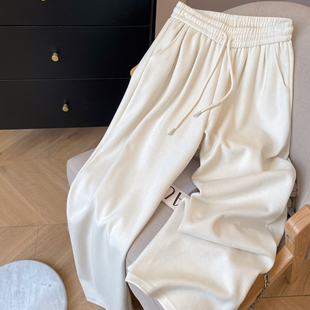 小C家 针织阔腿裤女2025新款秋高腰垂感休闲裤宽松慵懒风直筒卫裤