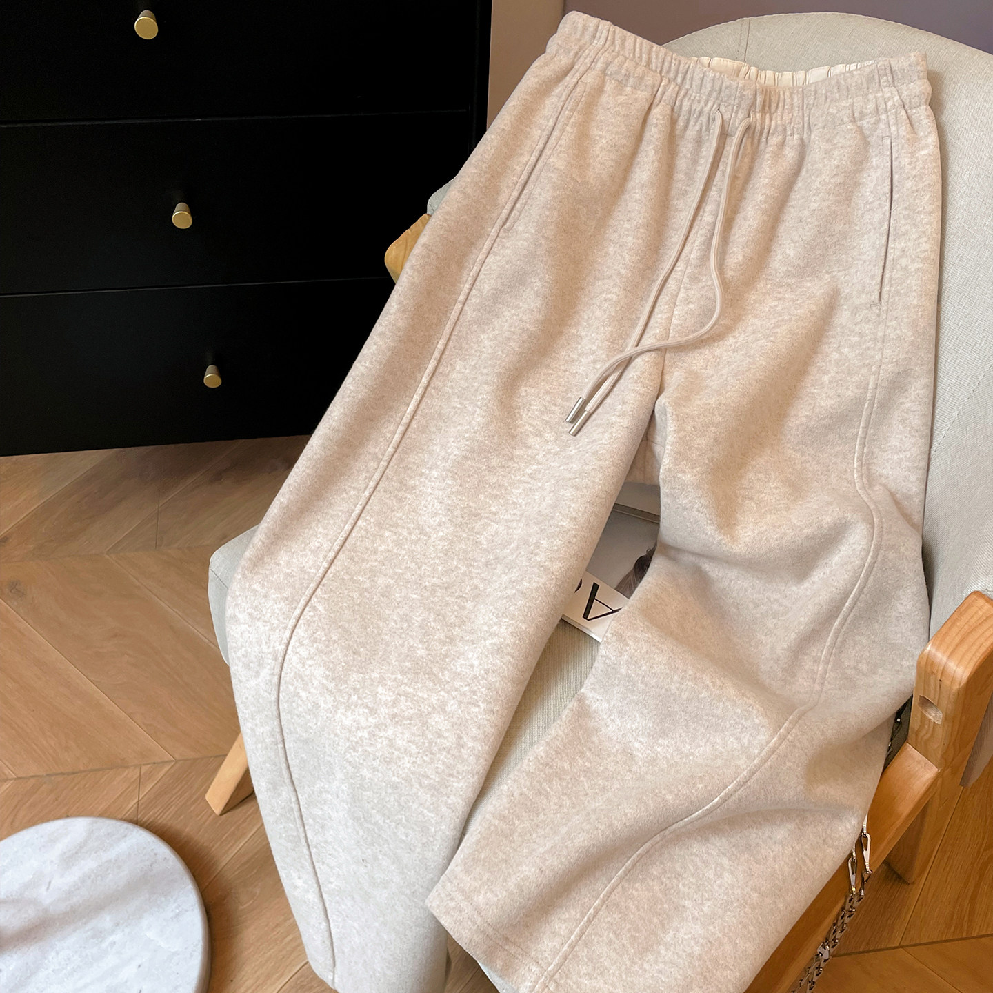 小C家 弯刀卫裤女2026新款秋冬加厚松紧腰宽松羊毛阔腿裤九分裤子,女装/女士精品,休闲裤,淘宝优惠券,粉丝福利购,淘宝优惠卷