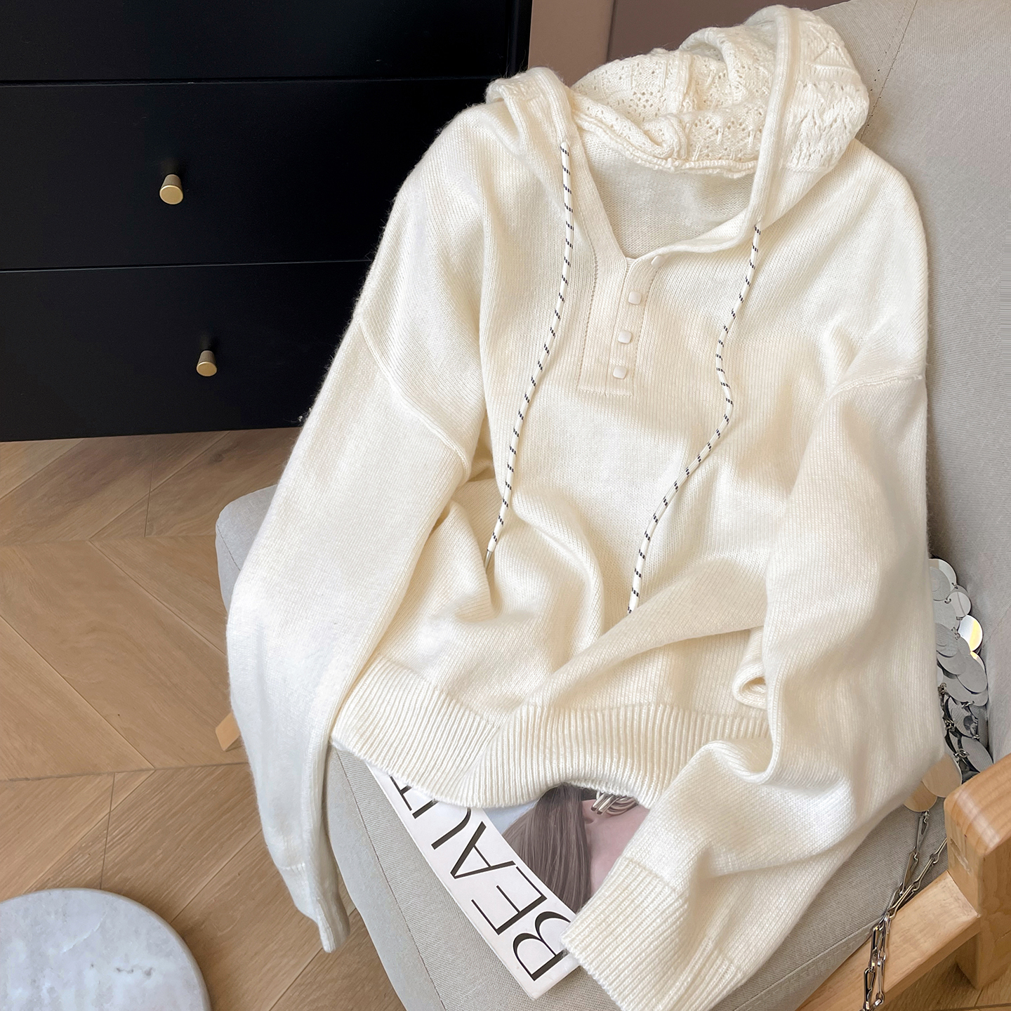 连帽休闲宽松套头毛衣女2025新款