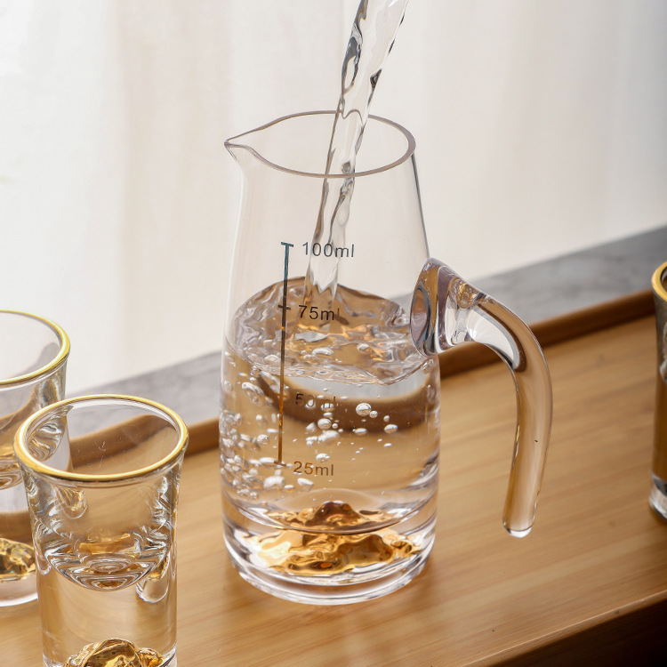 高档白酒杯小酒盅分酒器金山倒酒壶子弹杯水晶玻璃酒具送男士礼物