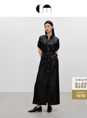 COMME MOI吕燕设计师早春女装狩猎装连衣裙直身侧开叉长裙连衣裙