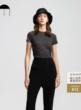 COMME MOI吕燕设计师早春纯色修身显瘦基础百搭休闲圆领T恤女