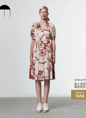 [CM&IWC联名]COMME MOI吕燕设计师早春收腰短袖醋酸连衣裙