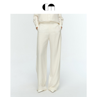 米白色真丝肌理直筒裤 COMME MOI吕燕设计师女装