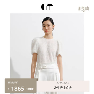 洋气短袖 时尚 上衣 MOI吕燕设计师早春女白色泡泡袖 COMME