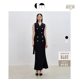 MOI吕燕设计师早春经典 COMME 修身 包臀长款 连衣裙 无袖 李艾同款