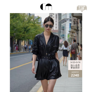 通勤简约黑色三醋酸连体短裤 COMME MOI吕燕设计师早春女装