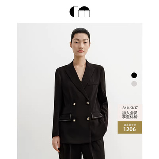 COMME MOI吕燕设计师早春款女装双排扣西装经典极简外套