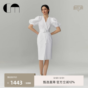 高级感气质连衣裙 白色泡泡袖 COMME MOI吕燕设计早春女法式