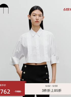 COMME MOI吕燕设计师夏季女装简约百搭中长袖白色衬衫
