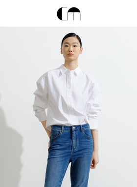 COMME MOI吕燕设计师早春女装通勤干练经典简约白色通勤衬衫上衣